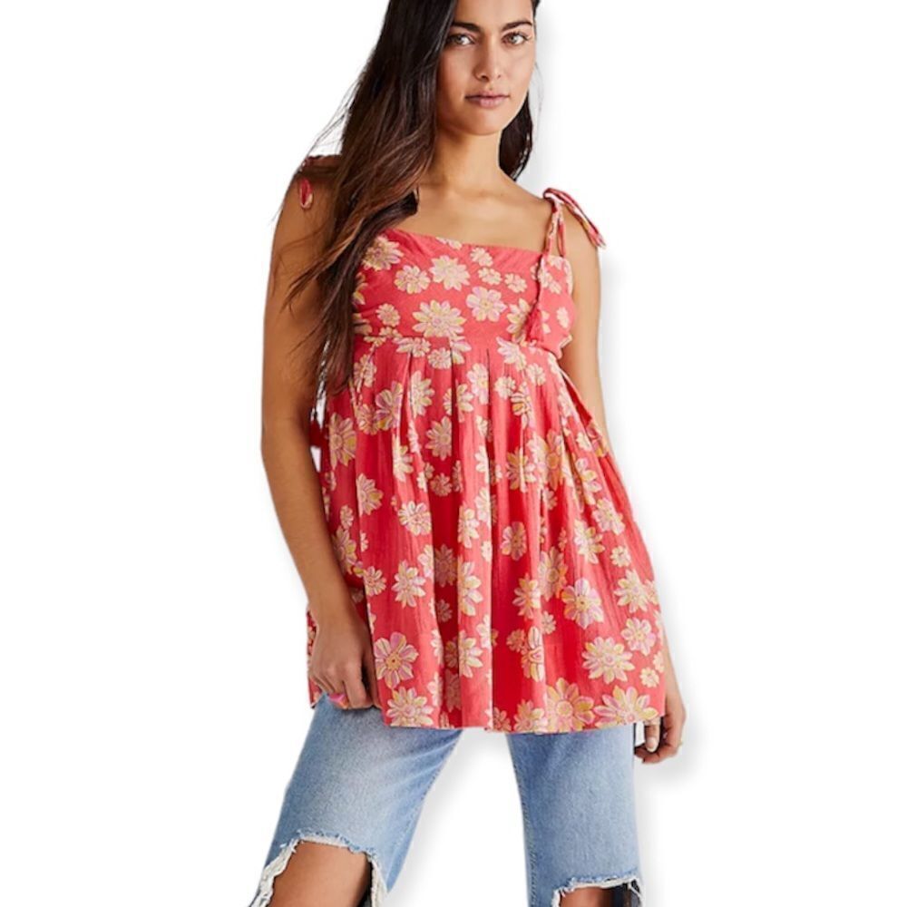 Free People NWT Hollyheck Combo Floral Indigo Molly Tunic Size XS